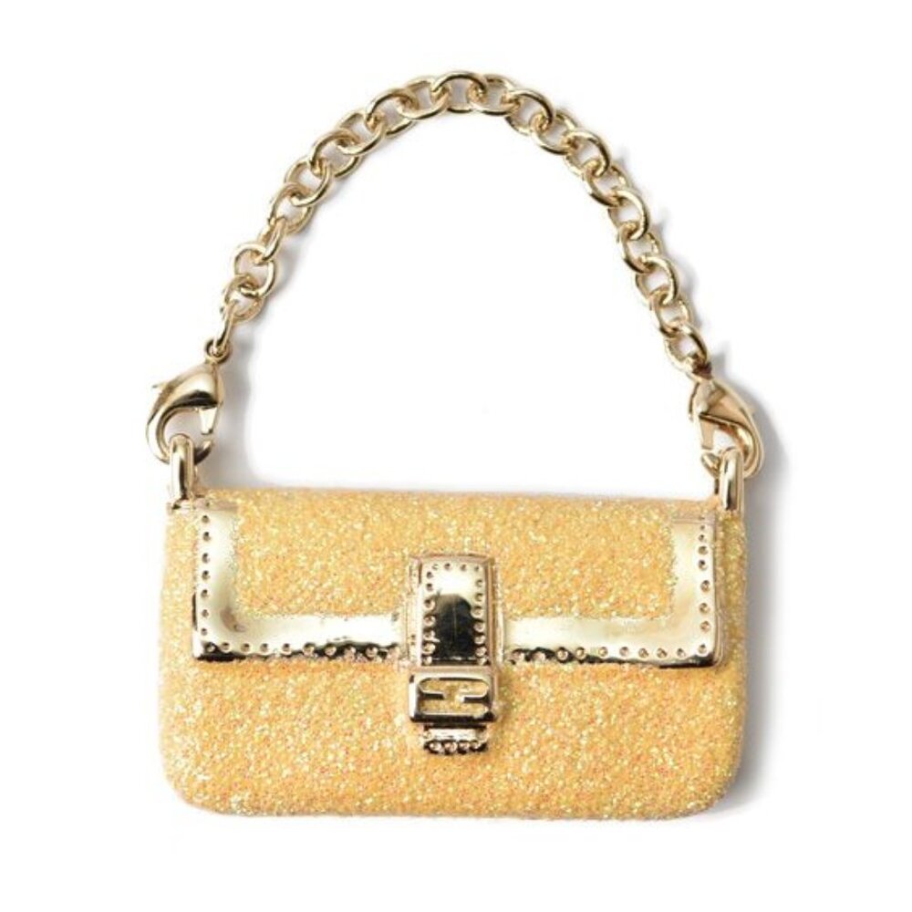 Fendi Key Holder Bag Charm Mamma Bucket Motif Yellow